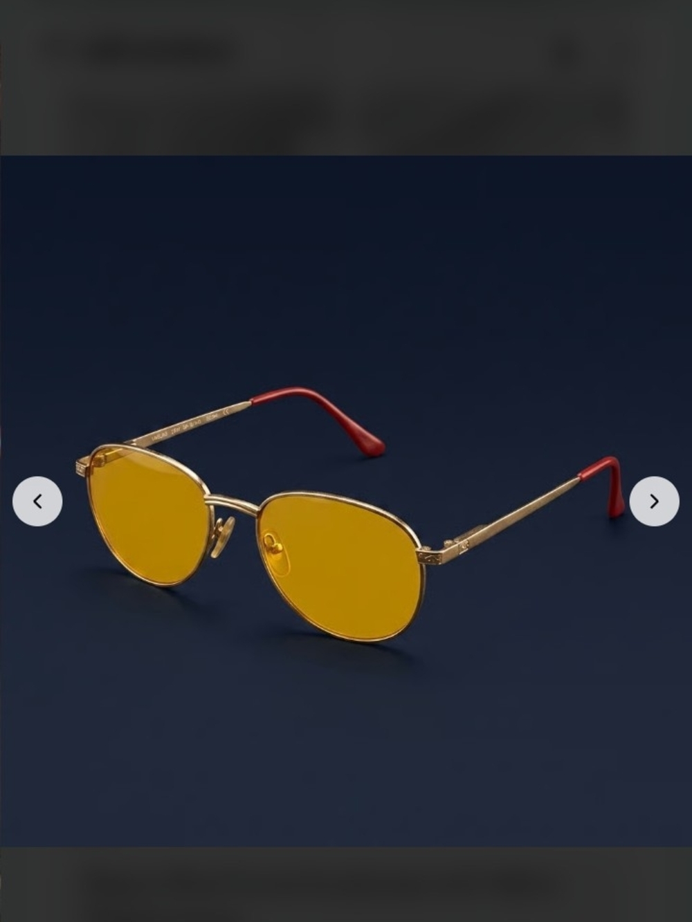Gold Frame Yellow Lens Sunglasses with Red Temple Tips - Womens Accessories